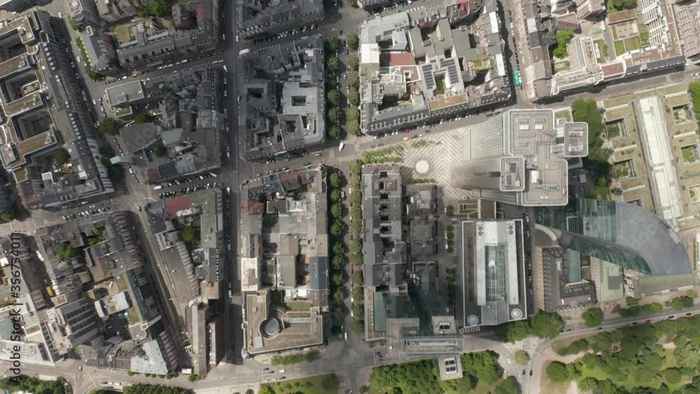 AERIAL: High Overhead Top Down Birds View Shot of Frankfurt am Main, Germany in Summer, City Streets and Neighbourhood with Residential Aerial AERIAL: High Overhead Top Down Birds View Shot of Frankfurt am Main, Germany in Summer, City Streets and Neighbourhood with Residential Aerial