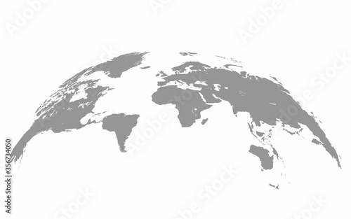 Map world Curved shape Gray vector