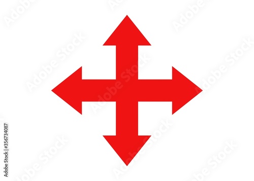 red cross pointer move navigation ways icon isolated on white background 