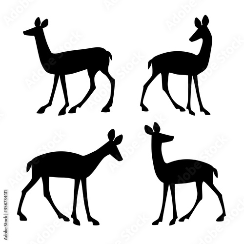 deer black silhouette vector illustrations