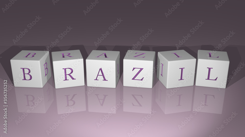 BRAZIL built by dice letters and color crossing for the related meanings of the concept by 3D rendering BRAZIL built by dice letters and color crossing for the related meanings of the concept by 3D rendering