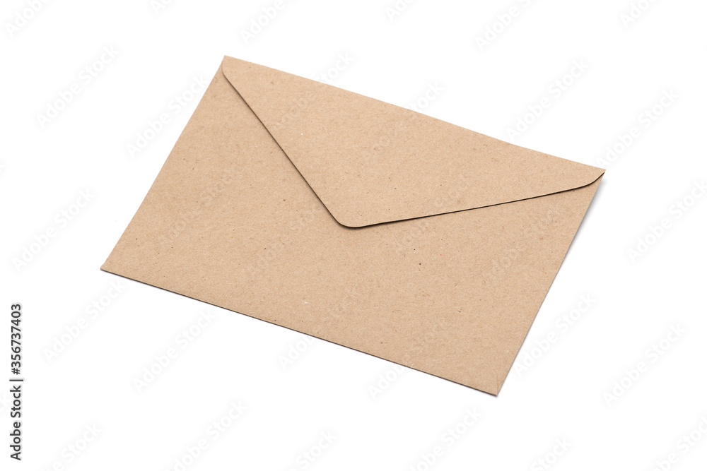 Recycled brown paper craft envelope isolated on white background Recycled brown paper craft envelope isolated on white background