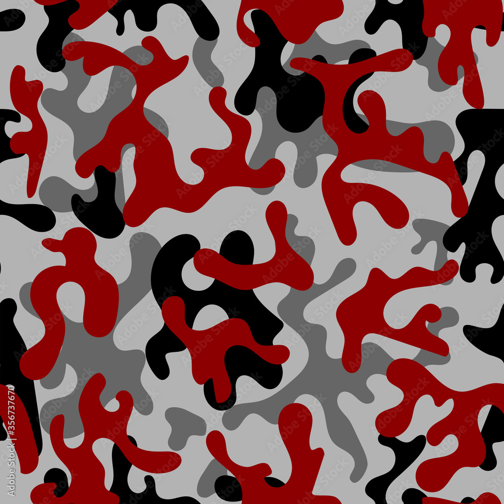 Camouflage in an urban style. Camo in black, red and gray colors. Seamless  pattern. Vector. Stock-Vektorgrafik | Adobe Stock