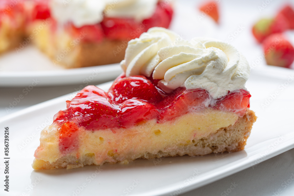 Strawberry fresh cake with with whipped cream Strawberry fresh cake with with whipped cream