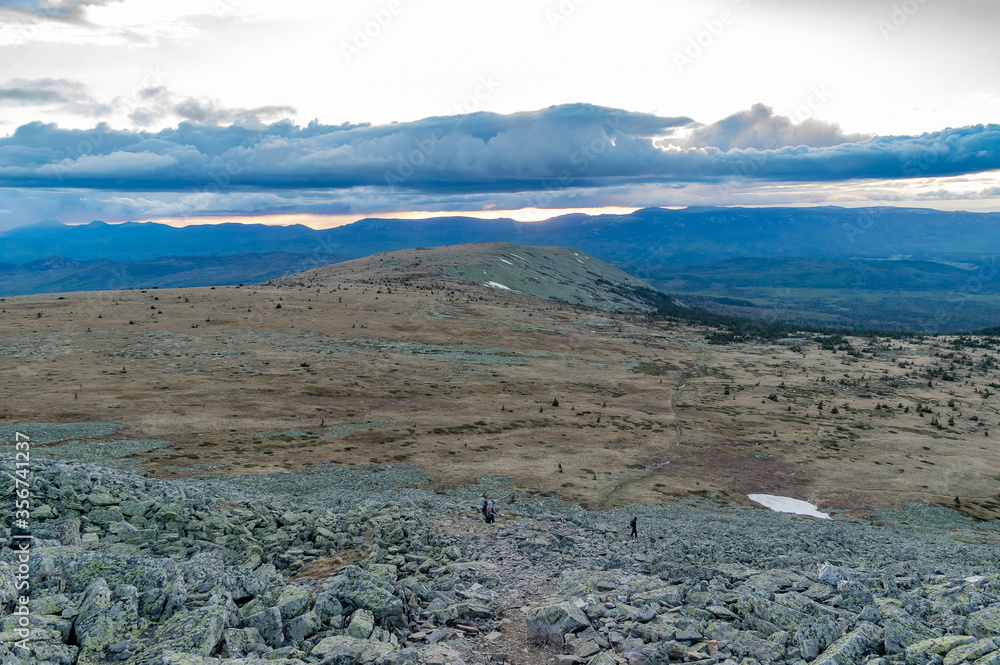 summer Hiking in the mountains of the southern Urals. mount Iremel