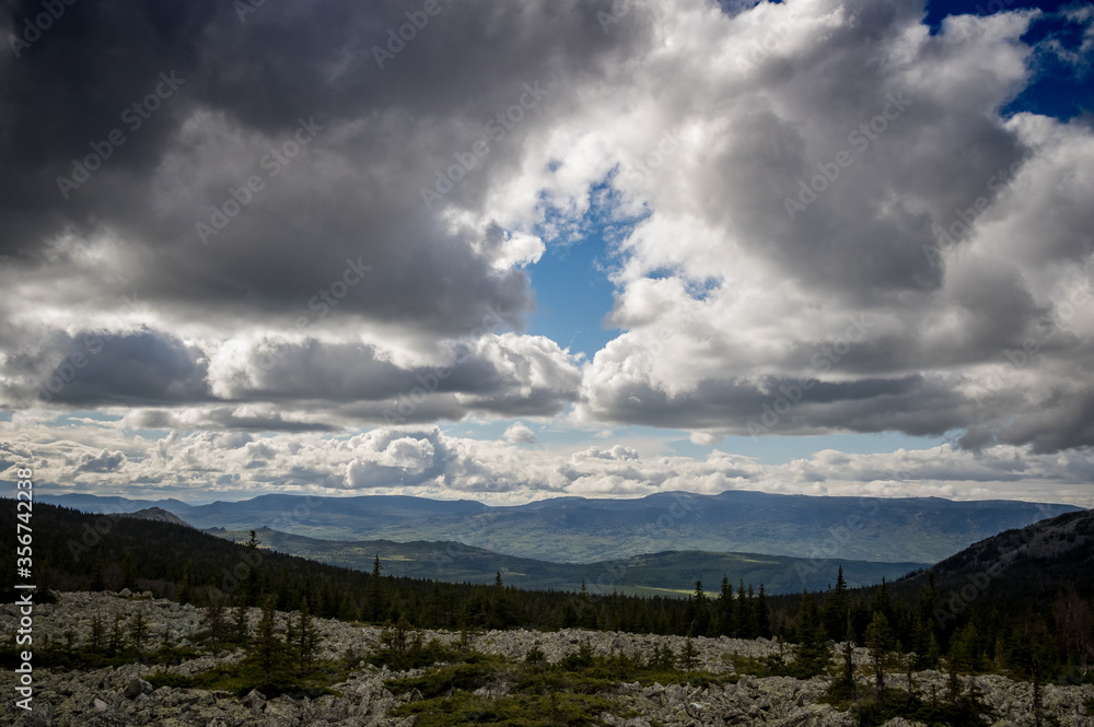 summer Hiking in the mountains of the southern Urals. mount Iremel summer Hiking in the mountains of the southern Urals. mount Iremel