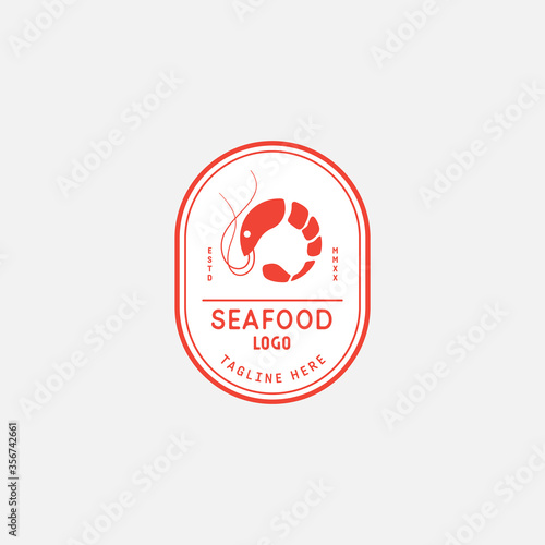 Shrimp, prawn logo vector design, seafood restaurant logo