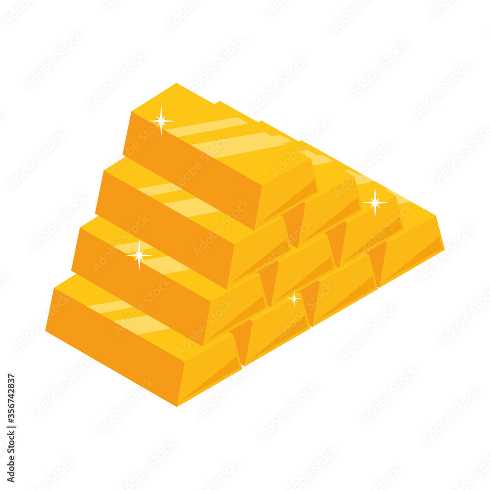 Set of gold bars. The concept of financial success and banking business. Vector illustration
