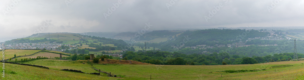 Panoramic view of the Yorkshire Fields in Halifax