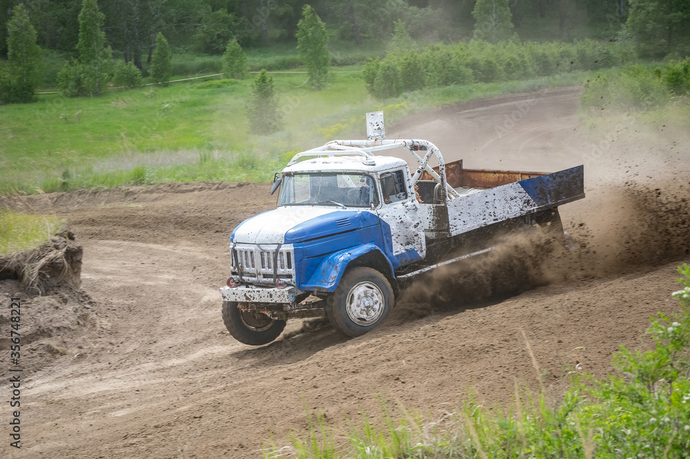 autocross on trucks and cars in summer, dirt, heat, dust autocross on trucks and cars in summer, dirt, heat, dust