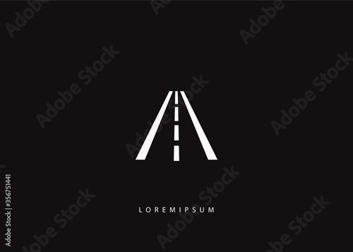 letter A logo template. Initial A and highway road vector illustration