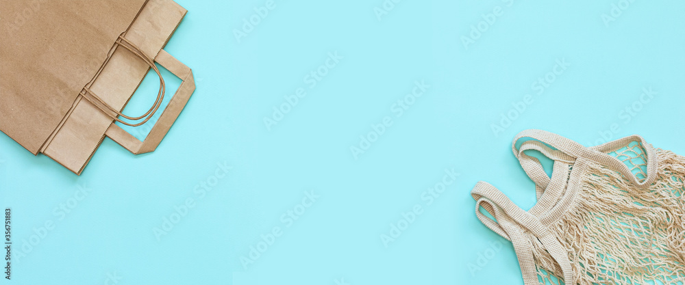 Eco package Flat lay Copy space. Banner Eco package Flat lay Copy space. Banner