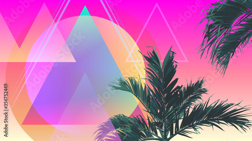 Bright neon tropical background