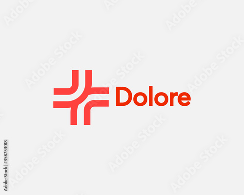 Abstract line medical cross logo design. Plus logotype icon design modern minimal style illustration.