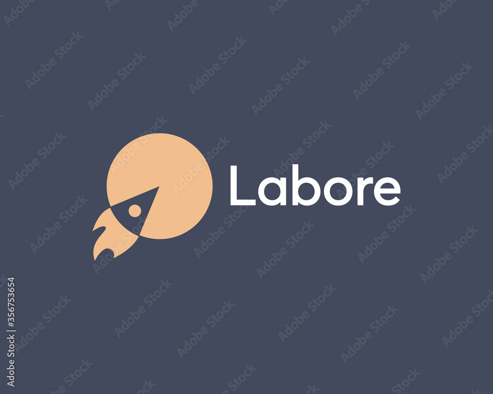 Fototapeta premium Pizza delivery, Italian restaurant vector logo, icon, symbol, design element, emblem. Slice of pizza as a rocket flights illustration, logotype.