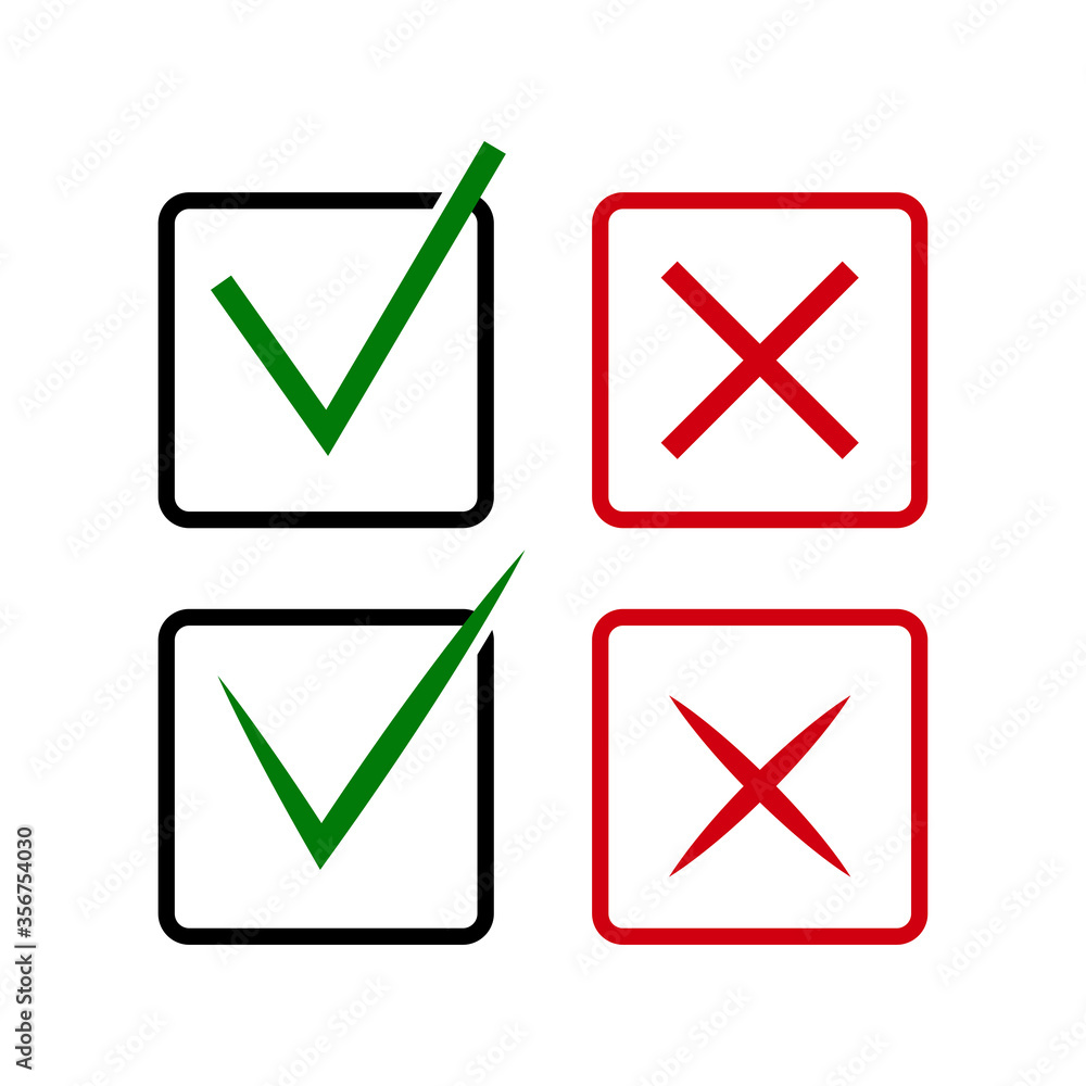 Check and cross mark icon vector Check and cross mark icon vector