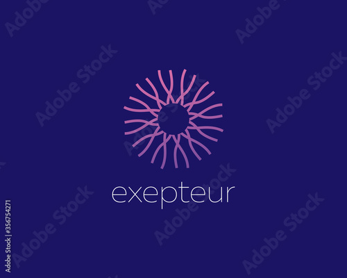 Abstract sun flower logo design template. Eye pupil creative concept icon vector logotype.