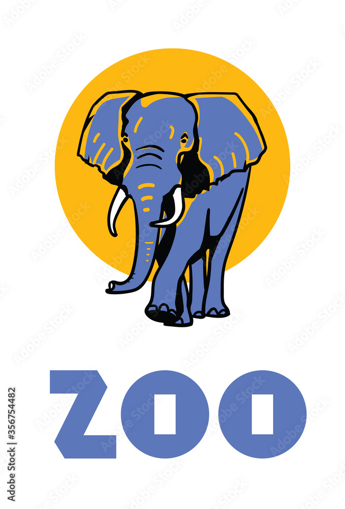 A zoo poster with a big elephant