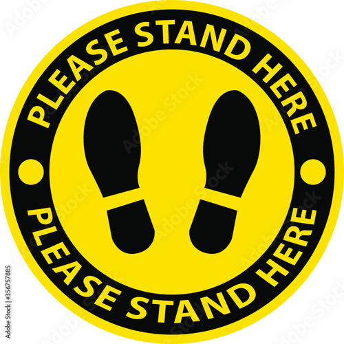 please stand here , icon, notice or clip art,sign