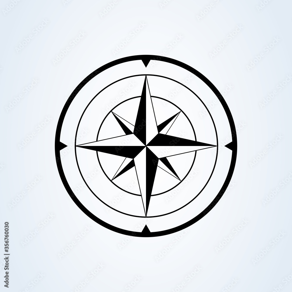 Compass icon, navigation outdoor symbol design. simple illustration