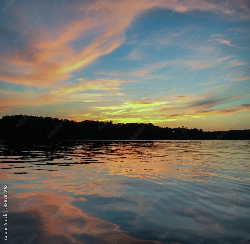 sunset over the lake