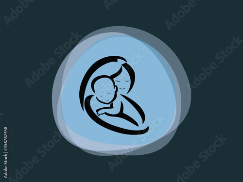 Fototapeta Naklejka Na Ścianę i Meble -  Mom caring baby logo design