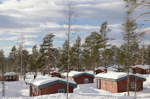 Wallpaper Mural Typical wooden houses in Sweden during winter Torontodigital.ca