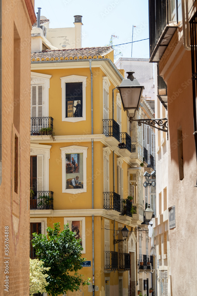 View of the house in old street of Valencia