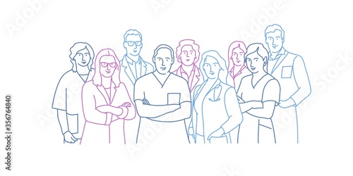 Medical team doctor nurse therapist surgeon professional hospital workers, group of medics.