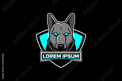 German Shepard dog badge animal logo vector template