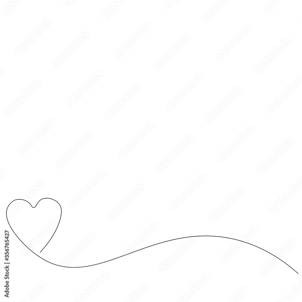Valentine day background with heart one line, vector Valentine day background with heart one line, vector