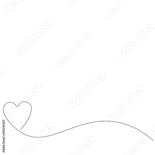 Valentine day background with heart one line, vector