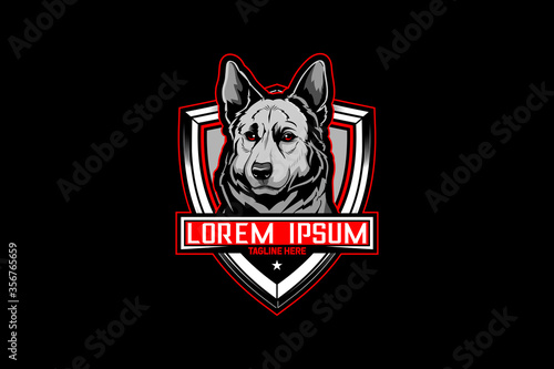 German Shepard dog badge logo vector template