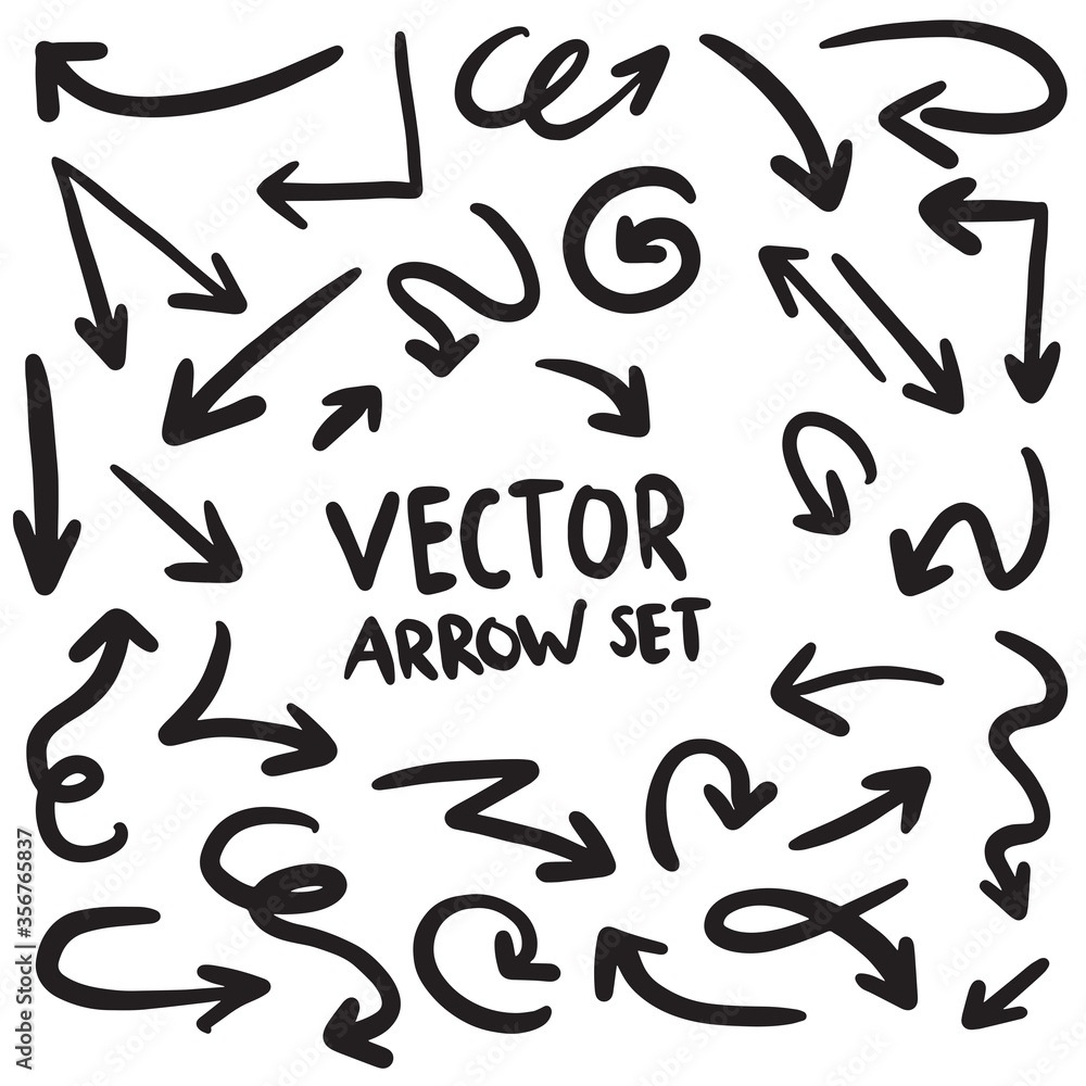 Vector rough hand drawn arrows isolated on white background Vector rough hand drawn arrows isolated on white background