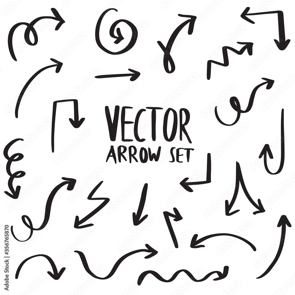 Vector rough hand drawn arrows isolated on white background Vector rough hand drawn arrows isolated on white background