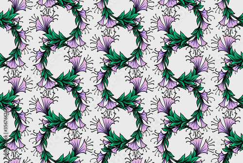 Seamless floral pattern with pink flowers