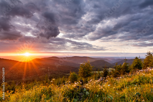 Sunset in northern Black Forest near Bad Herrenalb