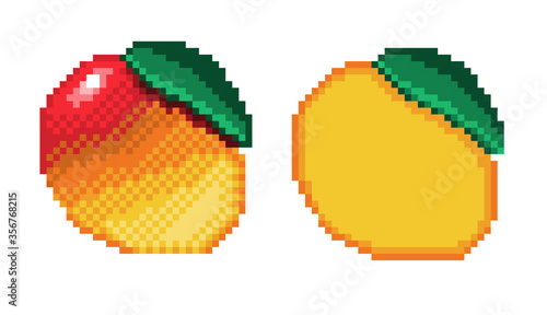 pixel art mango icon  vector illustration