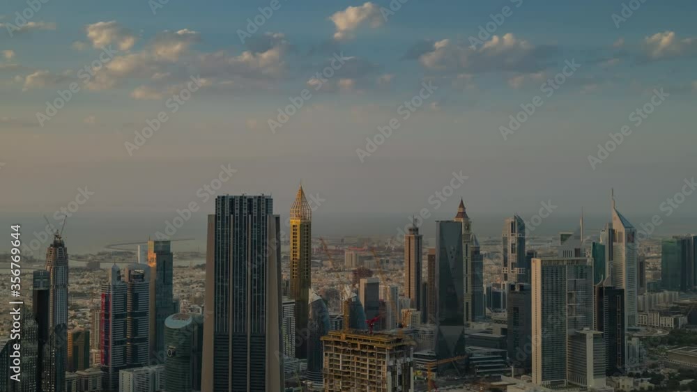 sunset dubai cityscape bay view rooftop panorama 4k united arab emirates sunset dubai cityscape bay view rooftop panorama 4k united arab emirates