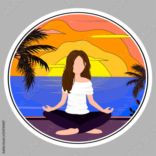 Vector flat illustration. yoga outdoors