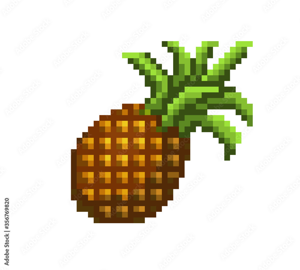 pixel art pineapple icon.  vector illustration