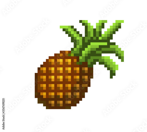 pixel art pineapple icon.  vector illustration