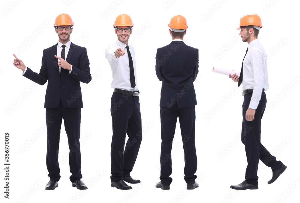 panoramic photo collage of qualified architect isolated on white panoramic photo collage of qualified architect isolated on white
