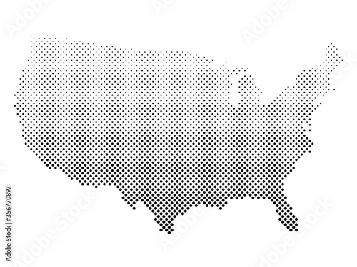 United States of America. Dotted halftone map of USA. Simple flat vector illustration