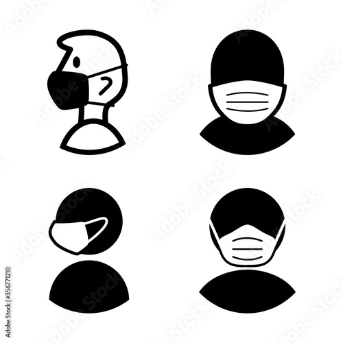 Set of Wear a Face Mask Icons. Vector Image.