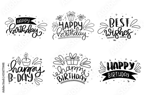 Happy Birthday Lettering Card Design. Happy Birthday Modern Brush Typography lettering. Greeting card. Vector illustration.
