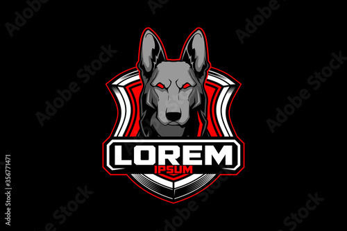 German Shepard dog shield badge logo vector template