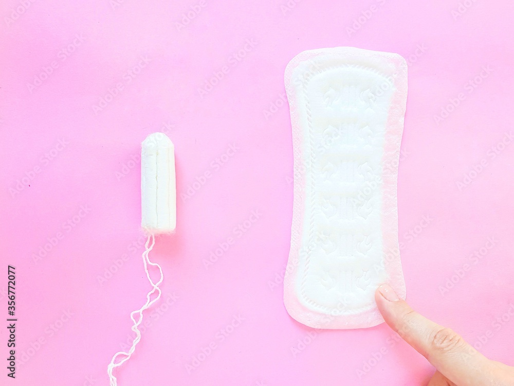 Intimate feminine hygiene products. The daily tampon and sanitary pads. Menstrual cycle. Intimate feminine hygiene products. The daily tampon and sanitary pads. Menstrual cycle.