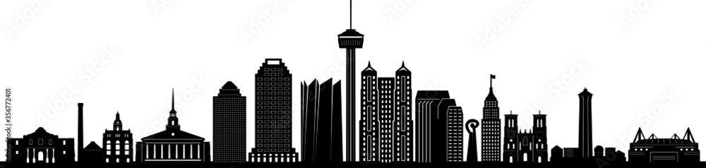 SAN ANTONIO City Texas Skyline Silhouette Cityscape Vector