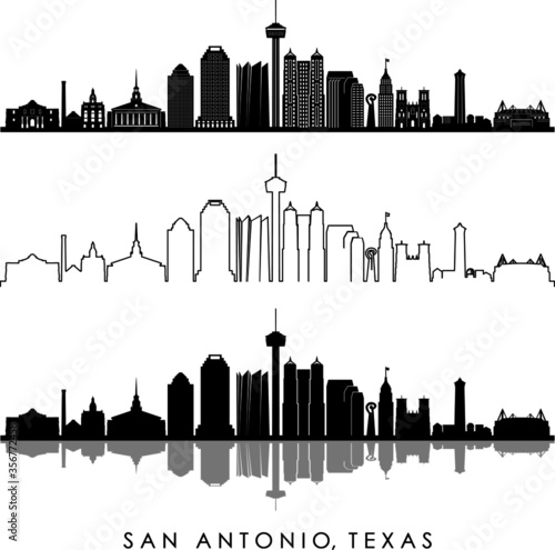 SAN ANTONIO City Texas Skyline Silhouette Cityscape Vector